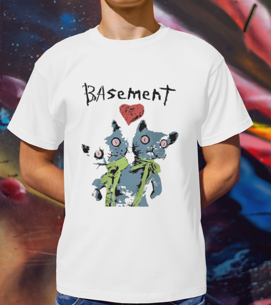 Basement Siamese Cats With Heart T-Shirt