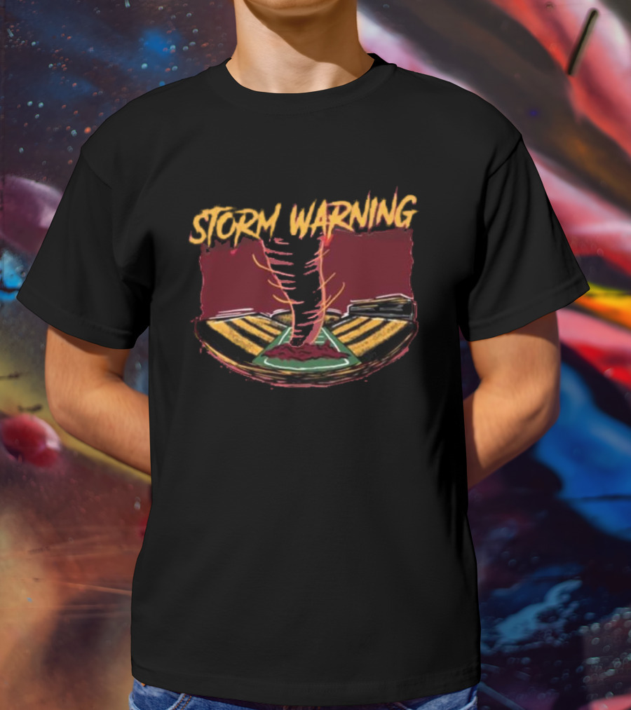 Iowa State Storm Warning Tornado Football Field Scene T-Shirt