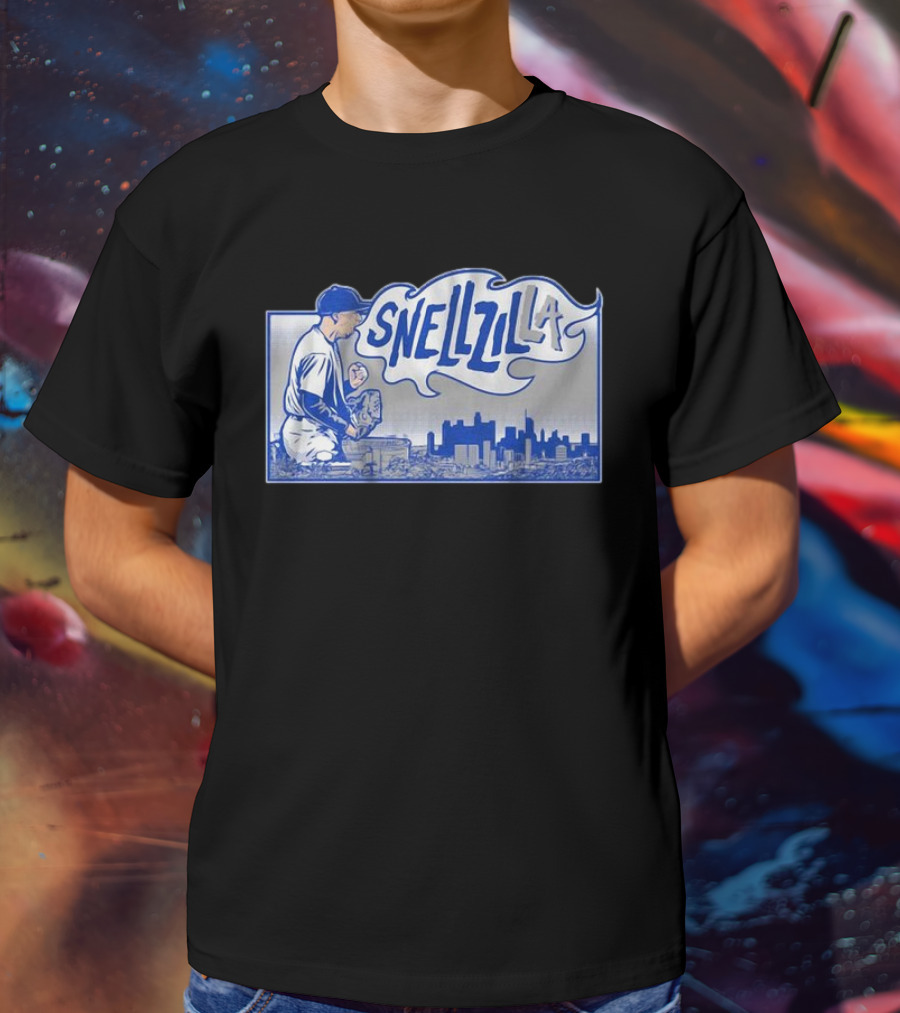 Blake Snell Snellzilla LA Baseball Pitcher City Skyline T-Shirt