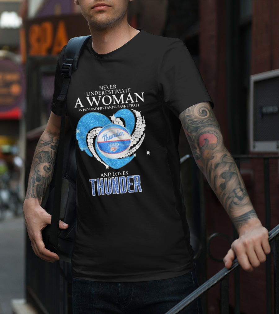 Never Underestimate A Woman Who Understands Basketball And Loves Oklahoma City Thunder T-Shirt