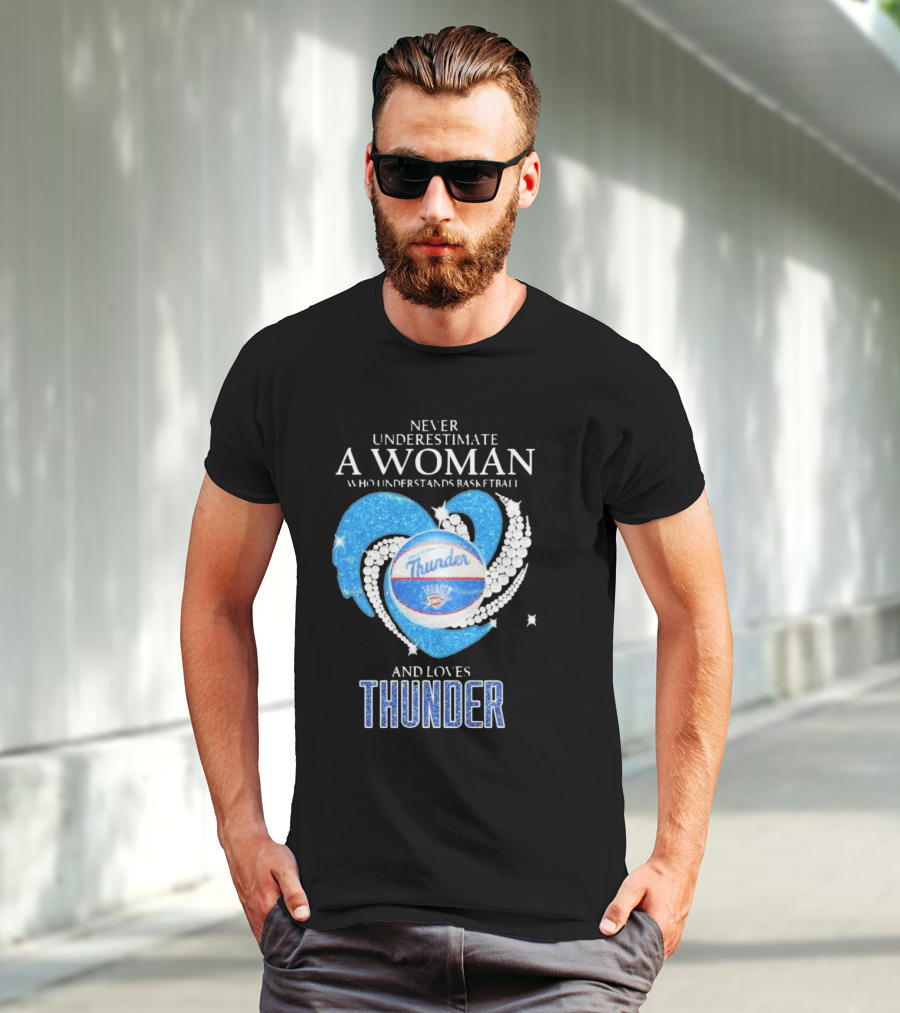 Never Underestimate A Woman Who Understands Basketball And Loves Oklahoma City Thunder T-Shirt