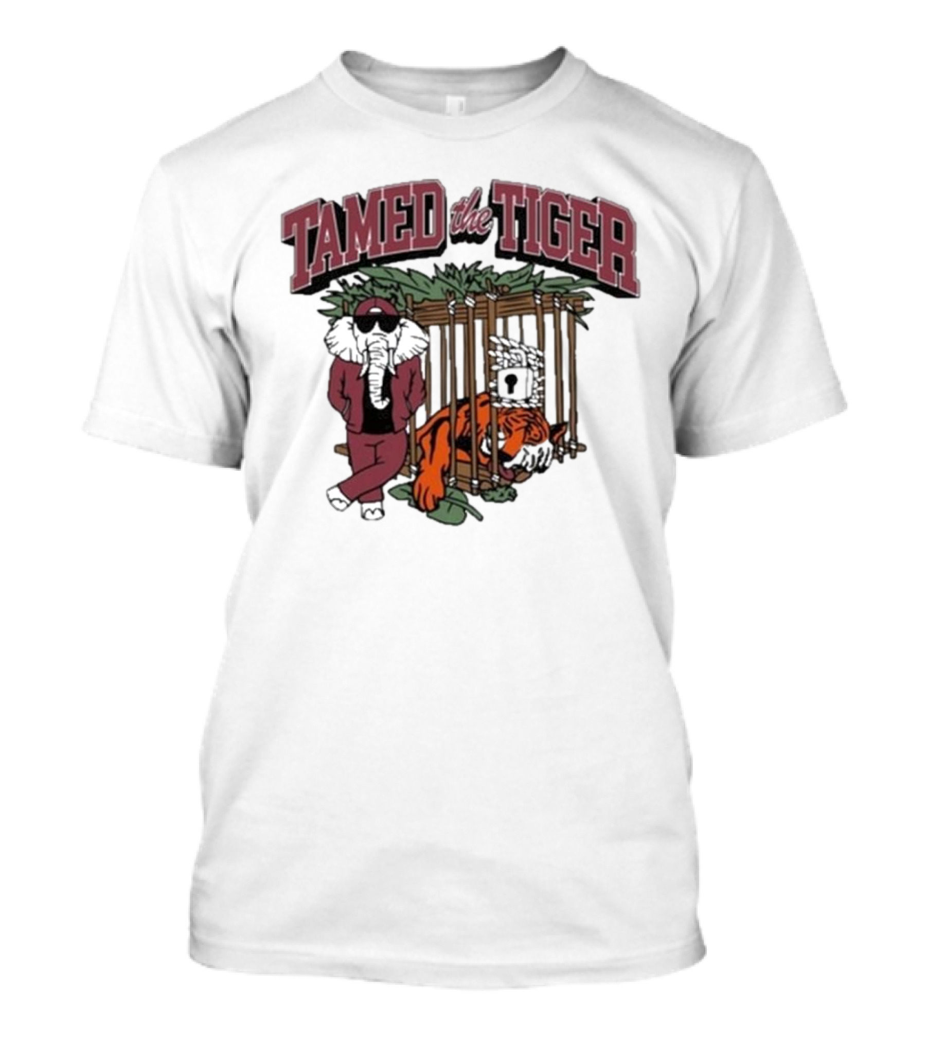 Tamed The Tiger Alabama Football Rivalry Elephant And Caged Tiger T-Shirt
