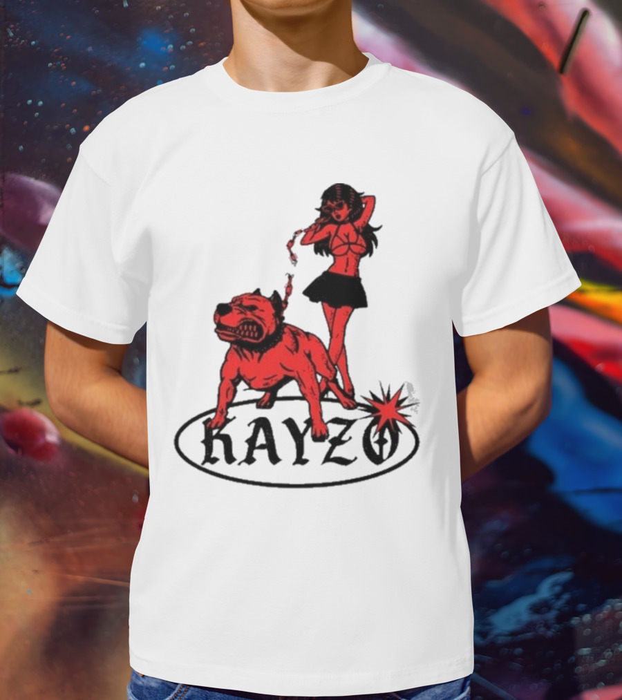 Kayzo Unleashed Red Dog And Woman T-Shirt