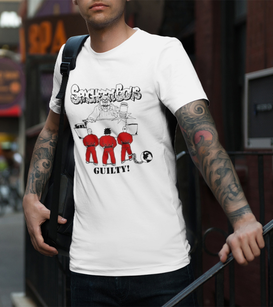 Spaghetti Boys Guilty Comic Judge Prisoners Earth Chain T-Shirt