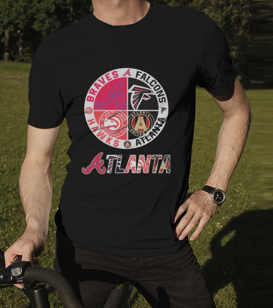 Atlanta Braves Falcons Hawks United FC Logos T-Shirt