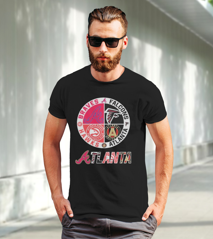 Atlanta Braves Falcons Hawks United FC Logos T-Shirt