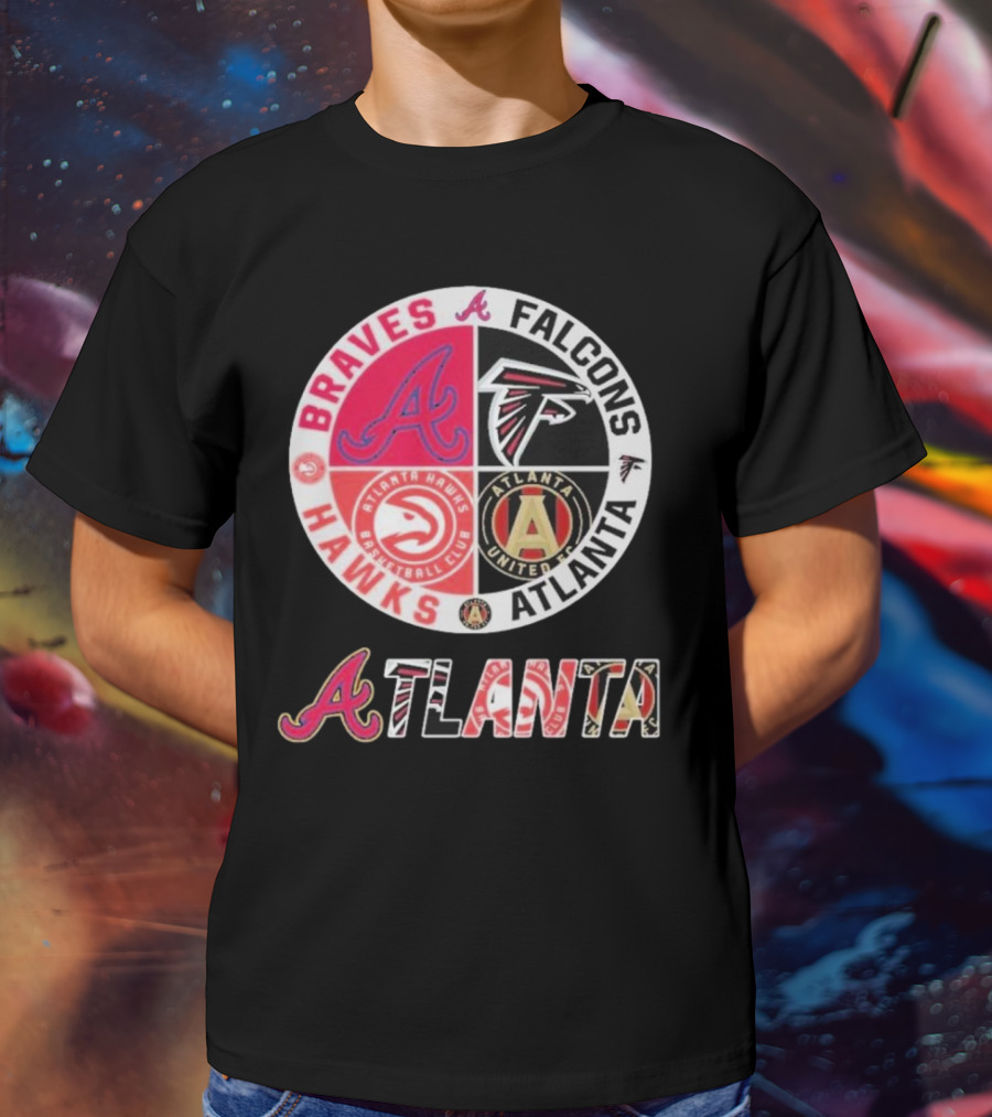 Atlanta Braves Falcons Hawks United FC Logos T-Shirt