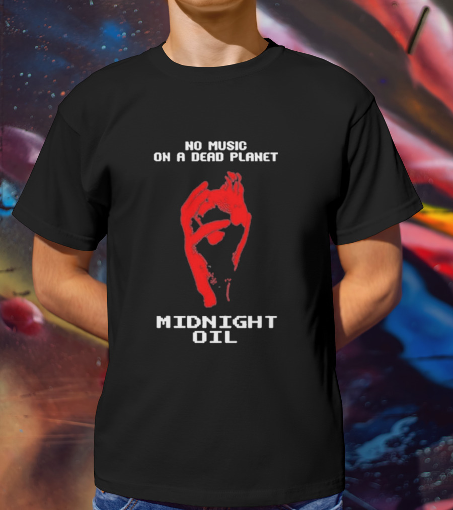 Midnight Oil No Music On A Dead Planet Red Hand T-Shirt