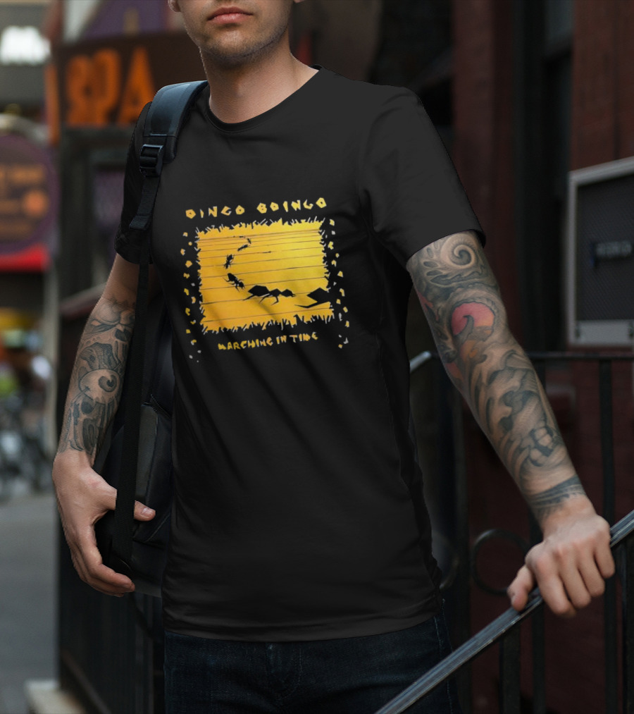 Oingo Boingo Marching In Time Ants On Yellow Stripe T-Shirt
