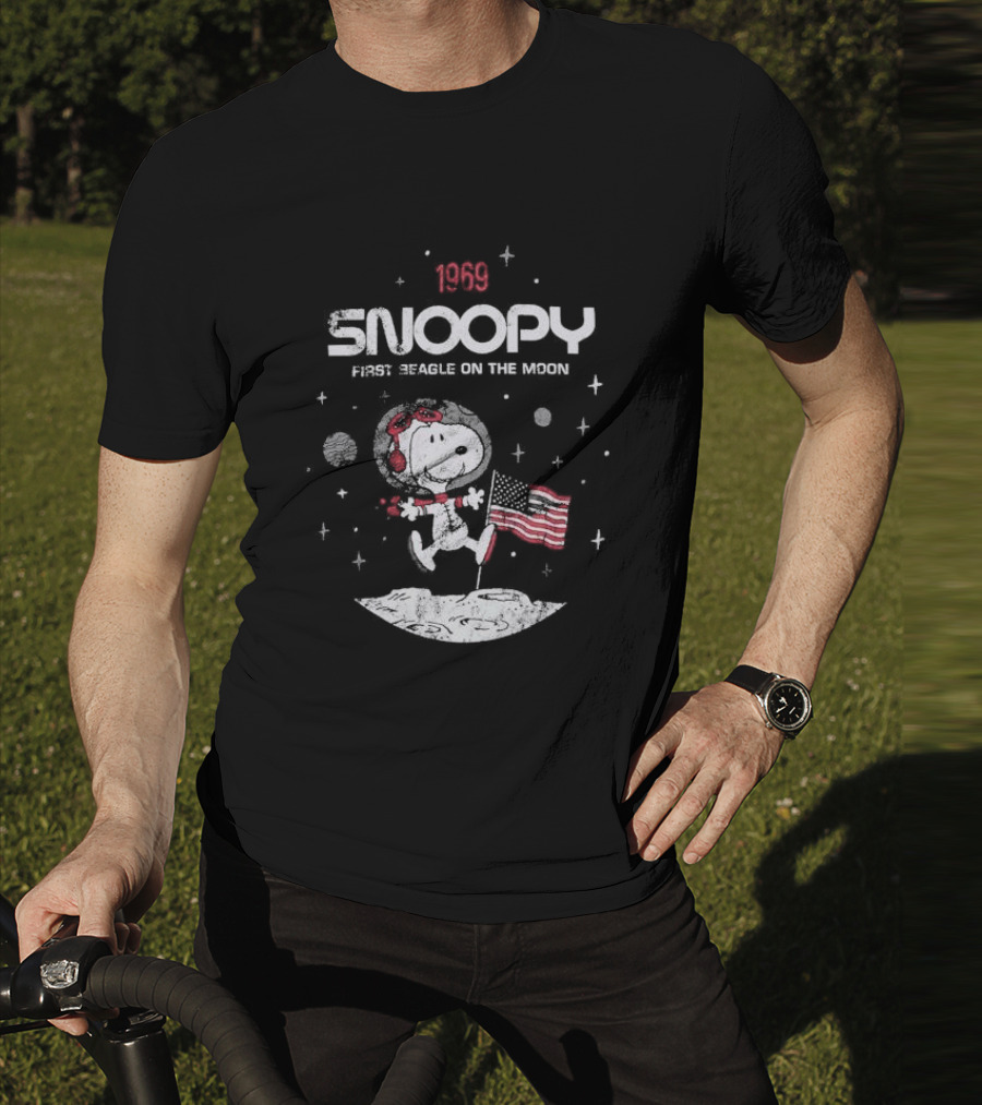 1969 Snoopy First Beagle On The Moon With Flag T-Shirt