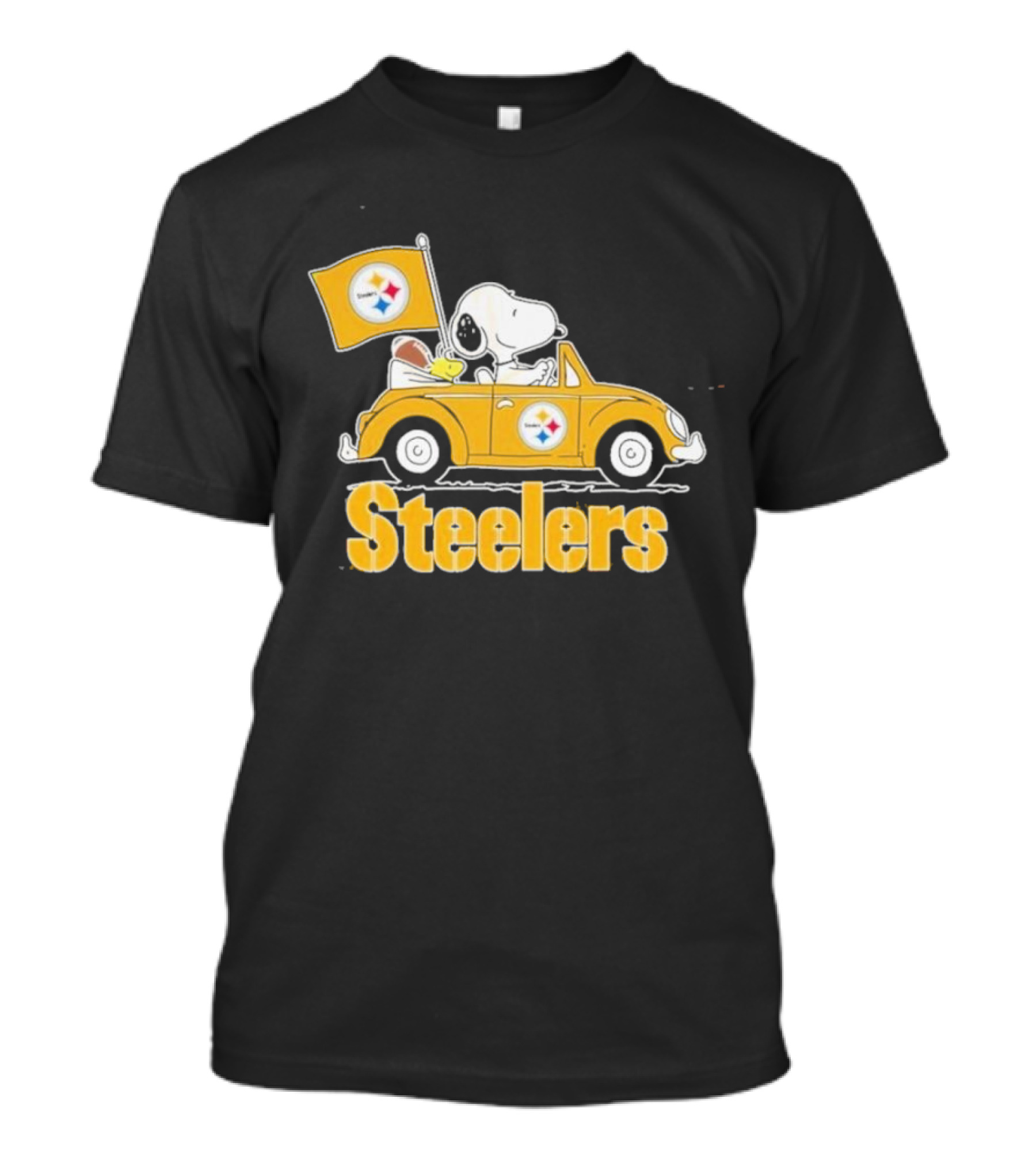 Pittsburgh Steelers Snoopy Driving Car With Flag T-Shirt