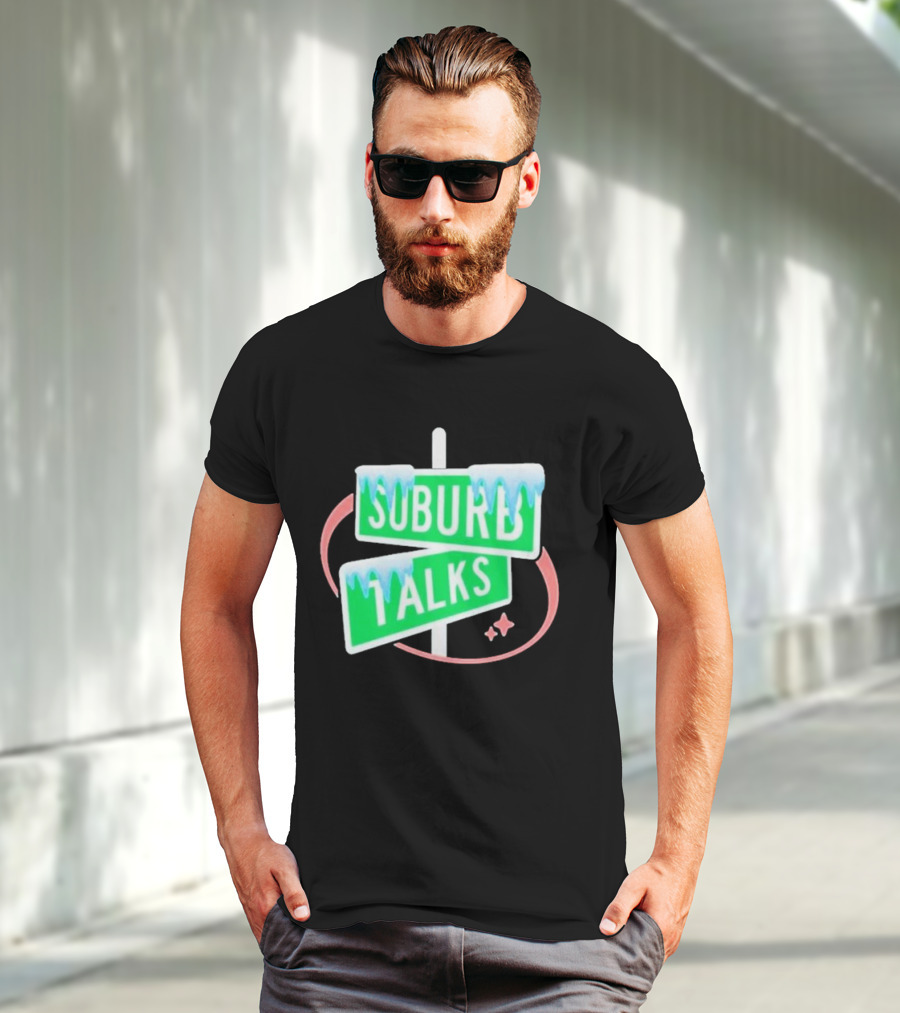 Suburb Talks Snowy Street Signs Christmas T-Shirt