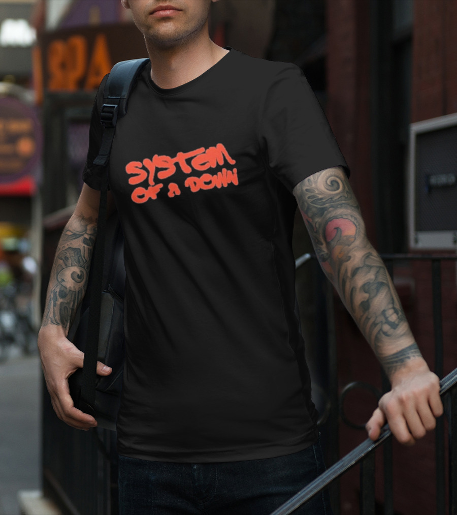 System Of A Down Puff Script Vintage Style Graphic T-Shirt