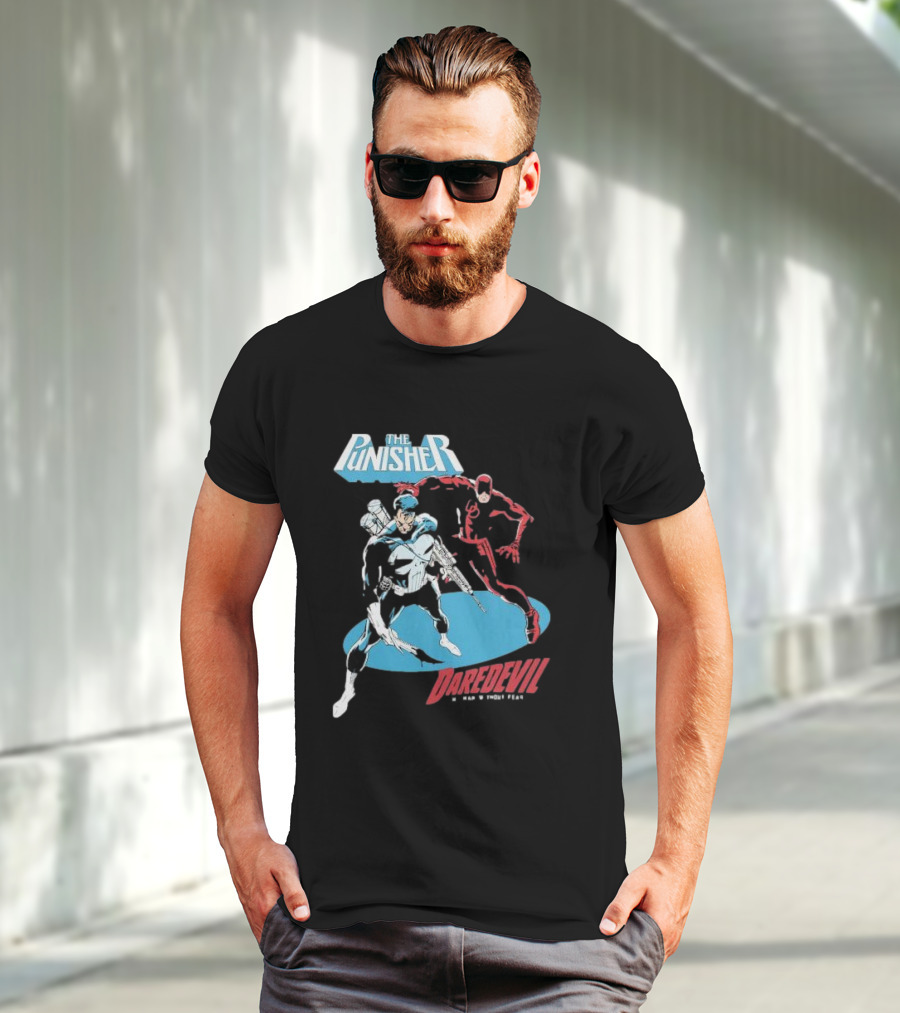 The Punisher Versus Daredevil The Man Without Fear Showdown Iconic Comic Heroes T-Shirt