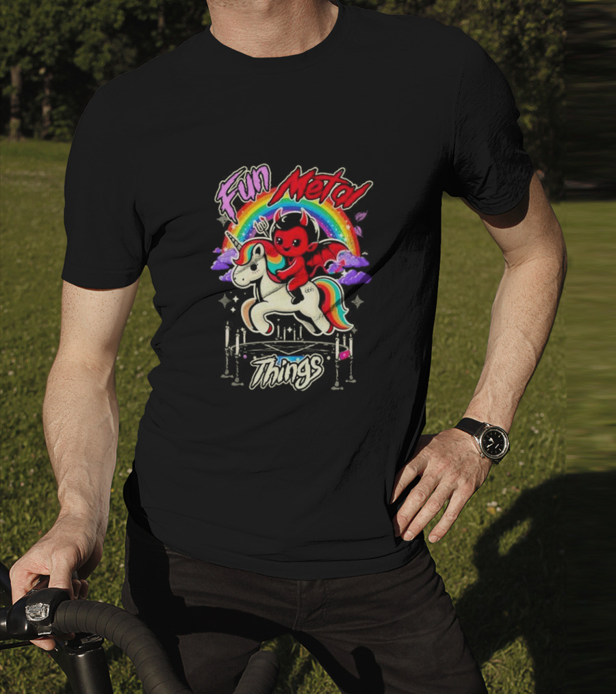 Fun Metal Things Devil Unicorn Rainbow Adventure T-Shirt