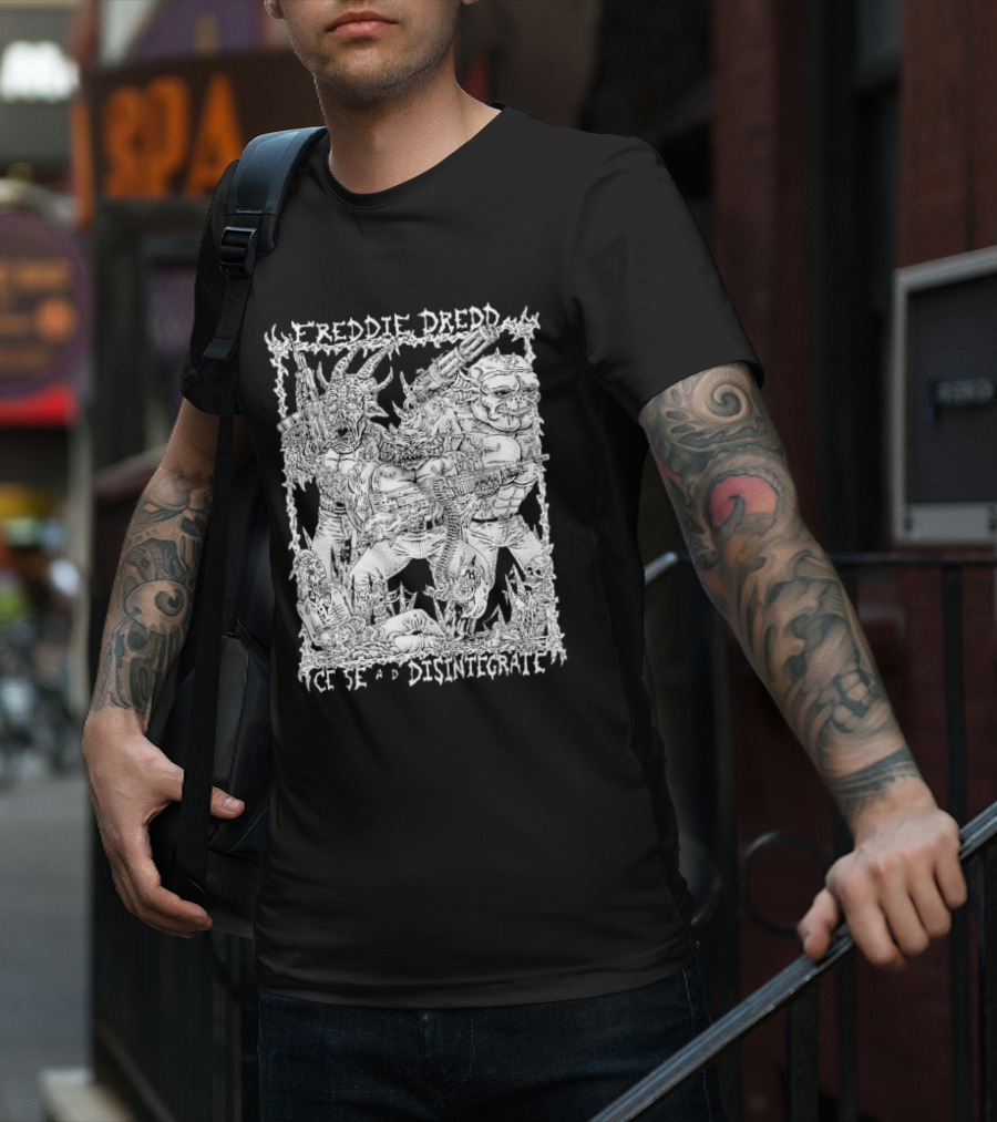Freddie Dredd Cease And Disintegrate Demon Soldiers Combat Scene T-Shirt
