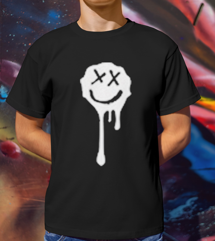 Olive Drip Smiley Face With Nirvana T-Shirt