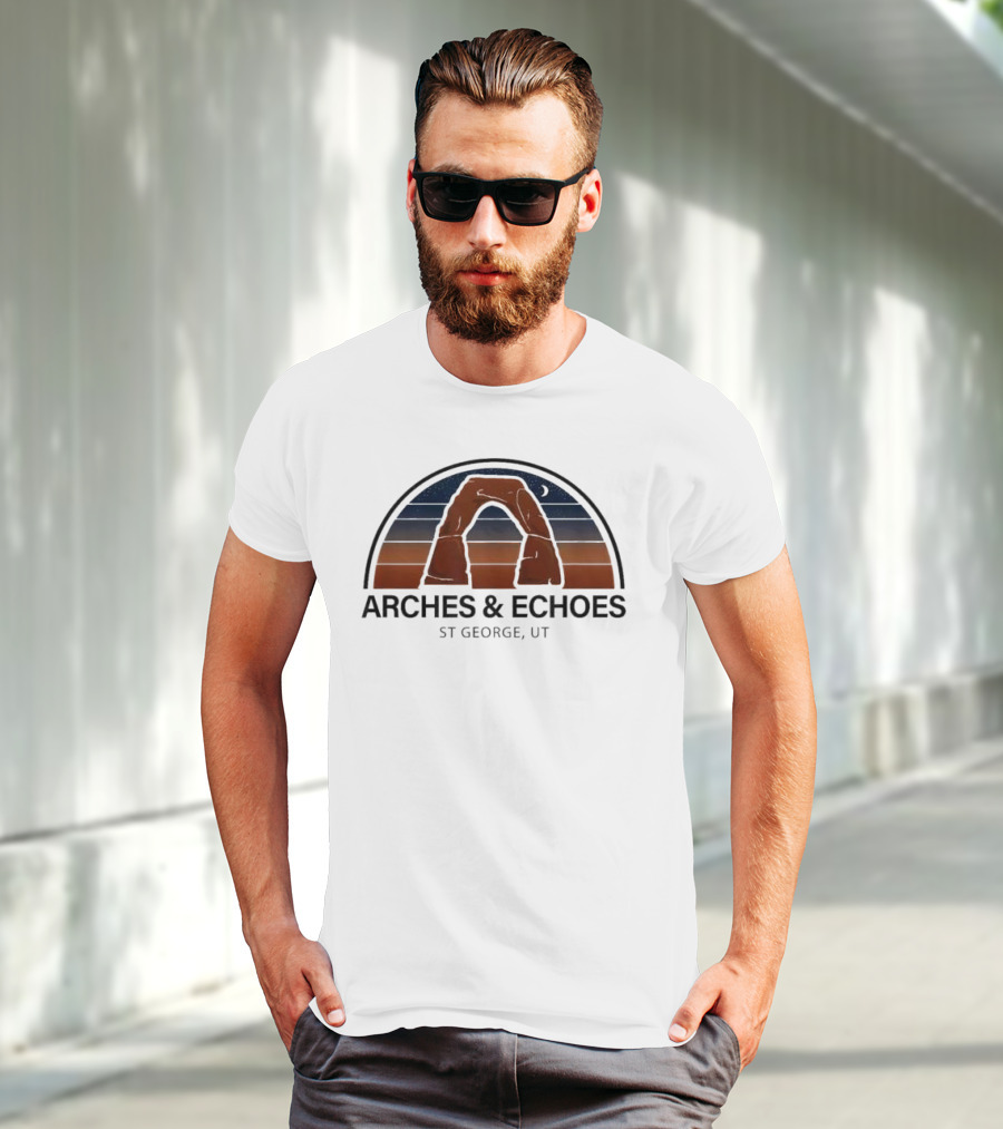 ARCHES ECHOES ST GEORGE UTAH RED ROCK NIGHT SKY MOON T-Shirt