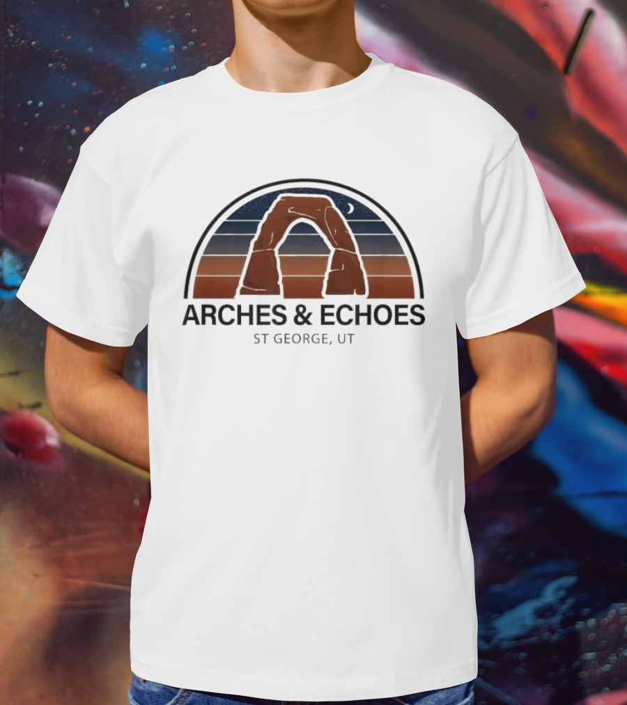ARCHES ECHOES ST GEORGE UTAH RED ROCK NIGHT SKY MOON T-Shirt