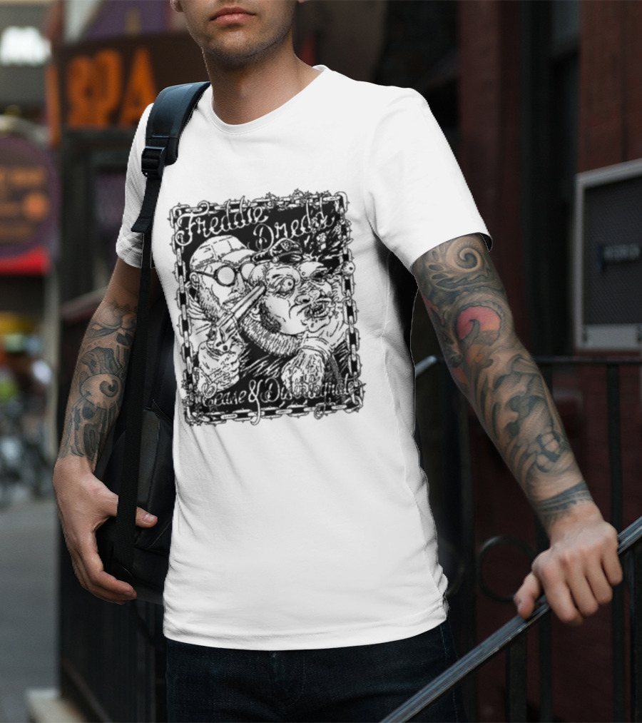 Freddie Dredd Cease And Disintegrate Chain Border Gun T-Shirt