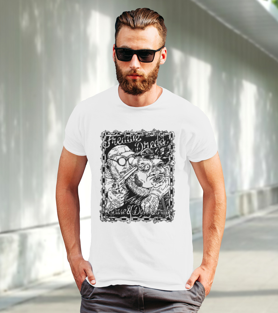 Freddie Dredd Cease And Disintegrate Chain Border Gun T-Shirt