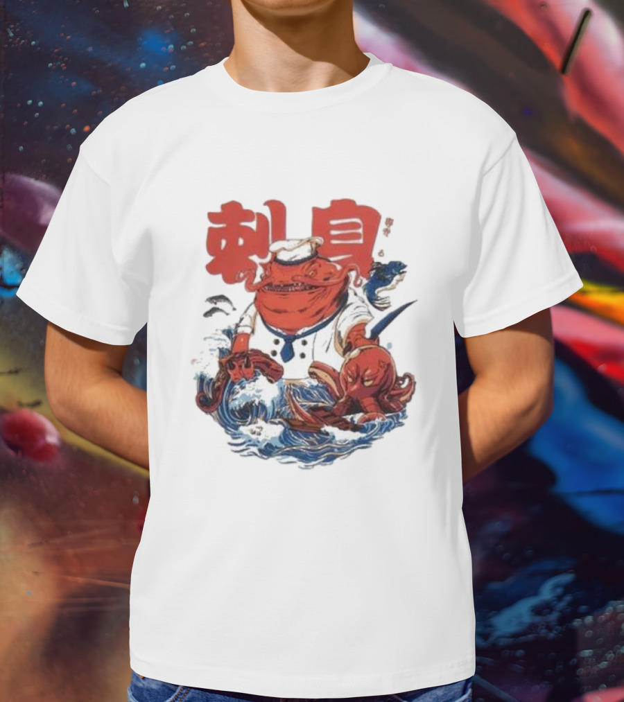 Kench Master Chef Sashimi Cook-Off With Octopus And Japanese Text T-Shirt