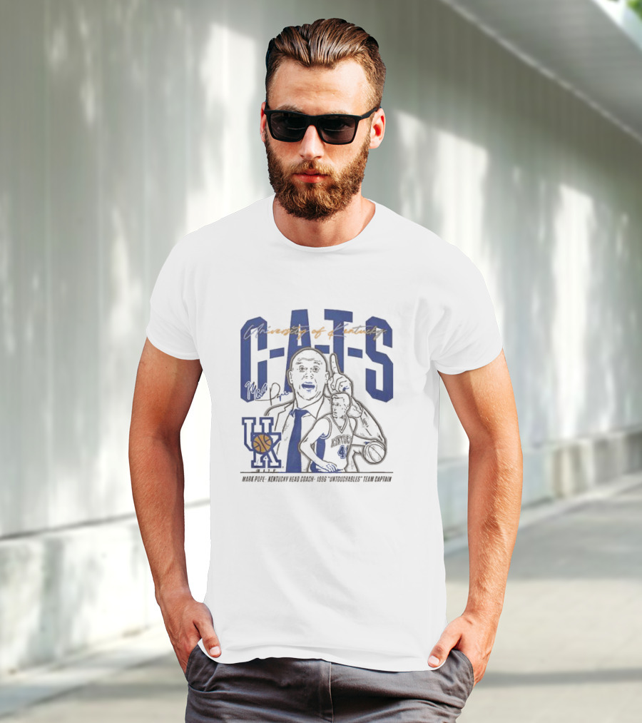 University Of Kentucky Wildcats Basketball Mark Pope Head Coach 1996 Untouchables Team Captain CATS T-Shirt