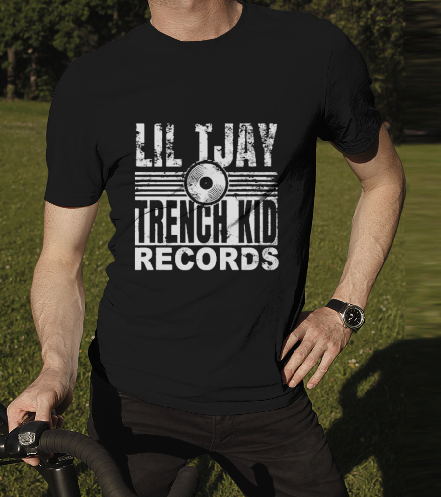 Lil Tjay Trench Kid Records Vintage Vinyl T-Shirt