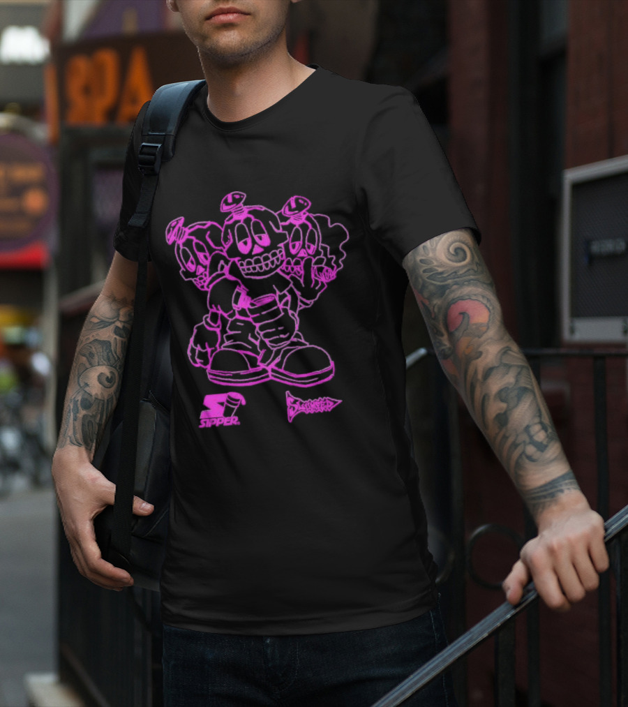 Sipper Slumped Trio Purple Black Outline T-Shirt