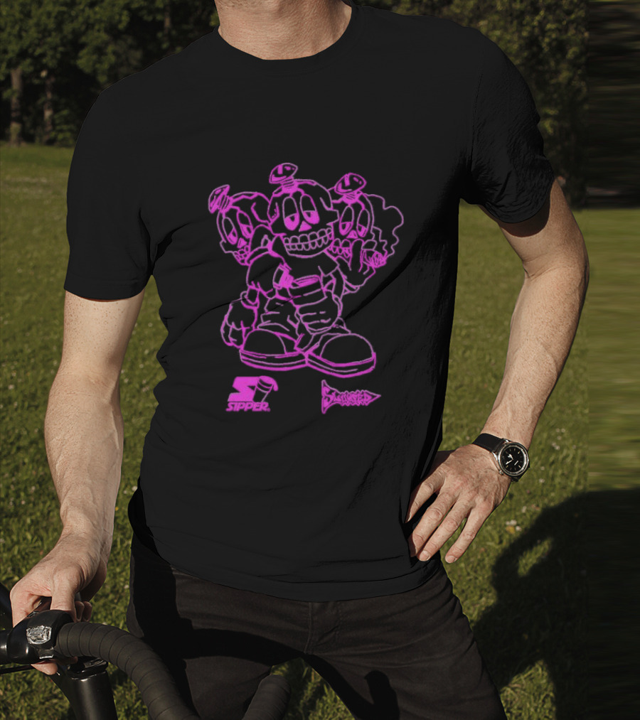 Sipper Slumped Trio Purple Black Outline T-Shirt