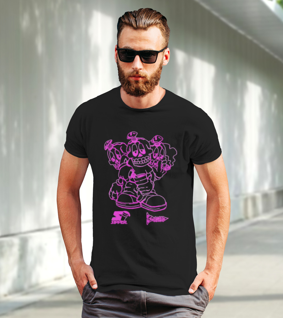 Sipper Slumped Trio Purple Black Outline T-Shirt