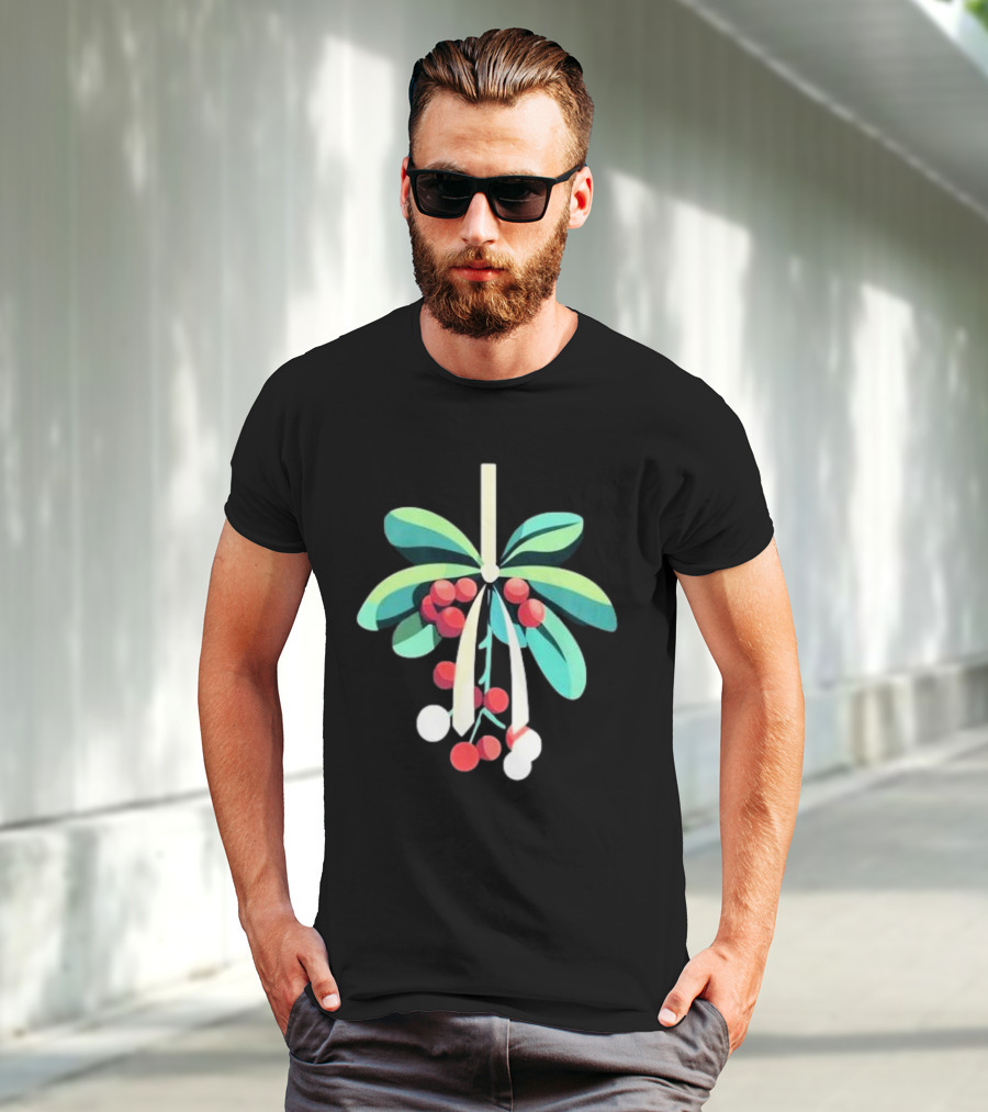 Mistletoe Nimbus Christmas Holiday Festive Greenery Berries T-Shirt
