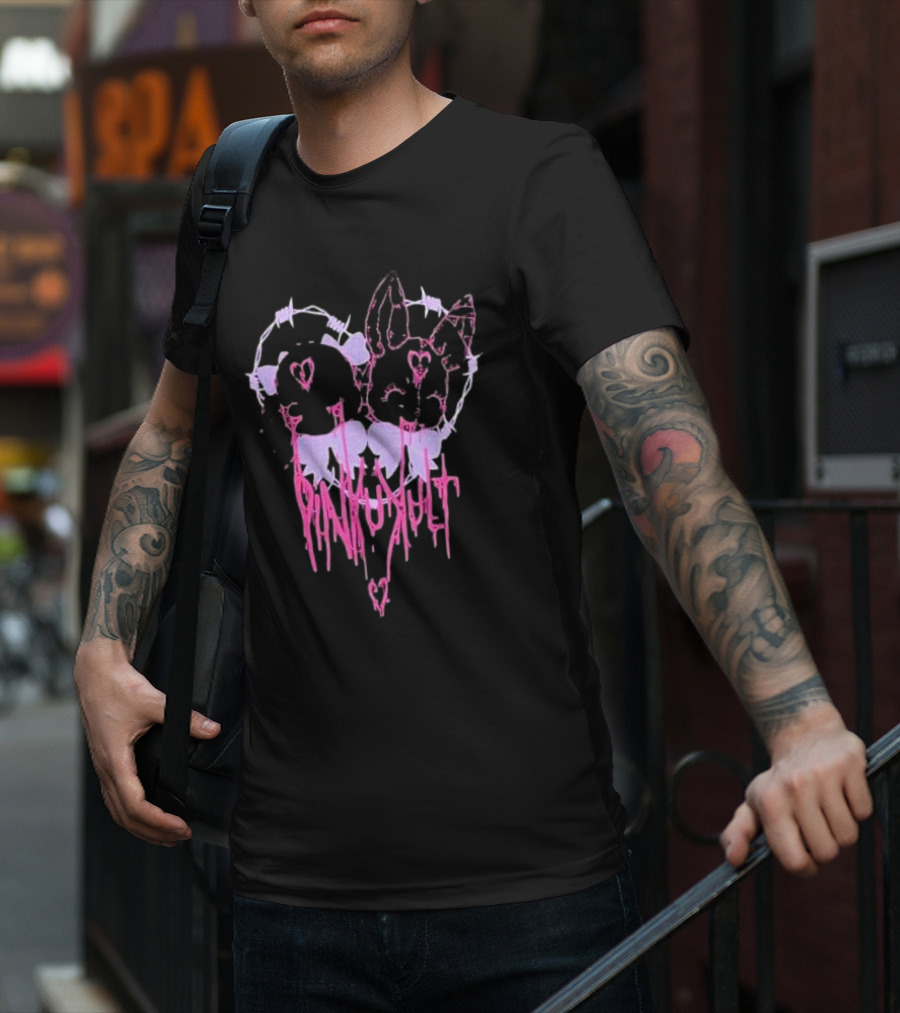 Pinku Kult Heart Barbed Wire Bunnies T-Shirt