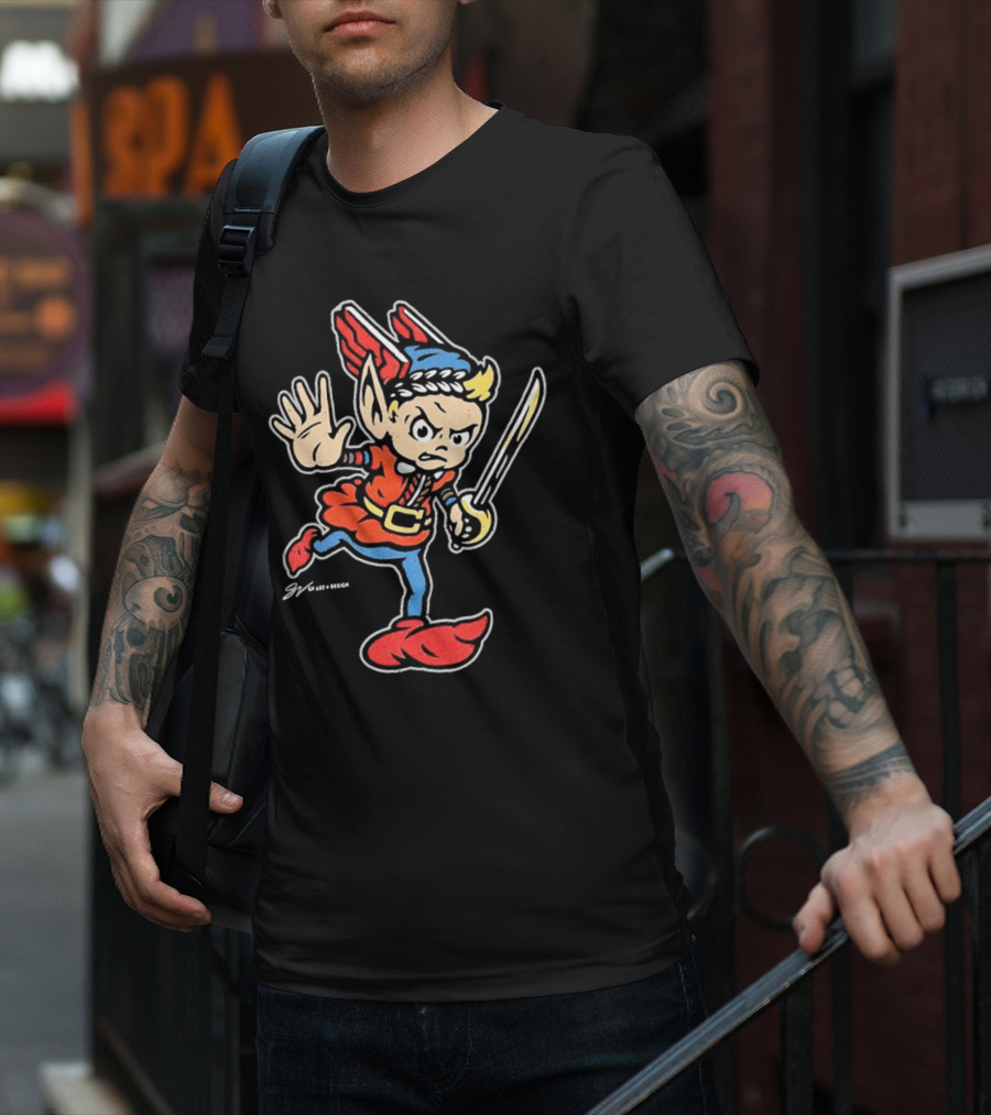 Cleveland United Vintage Cartoon Style Warrior Elf With Sword T-Shirt