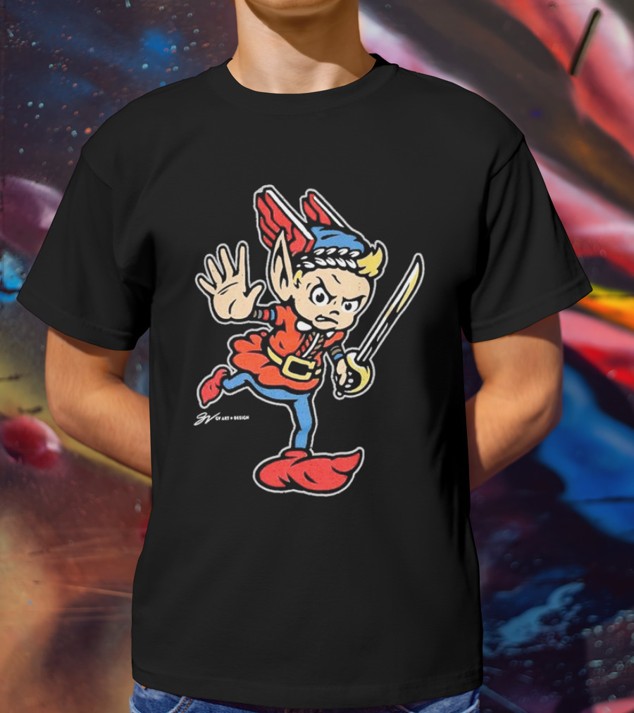 Cleveland United Vintage Cartoon Style Warrior Elf With Sword T-Shirt