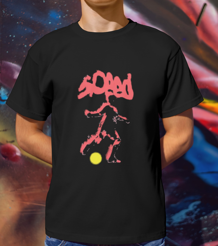 Speed Warp Soccer Player Silhouette With Yellow Ball T-Shirt