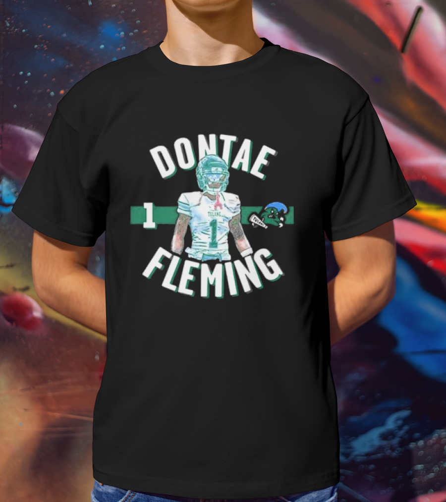 Dontae Fleming 1 Tulane Green Wave Football Player Image T-Shirt