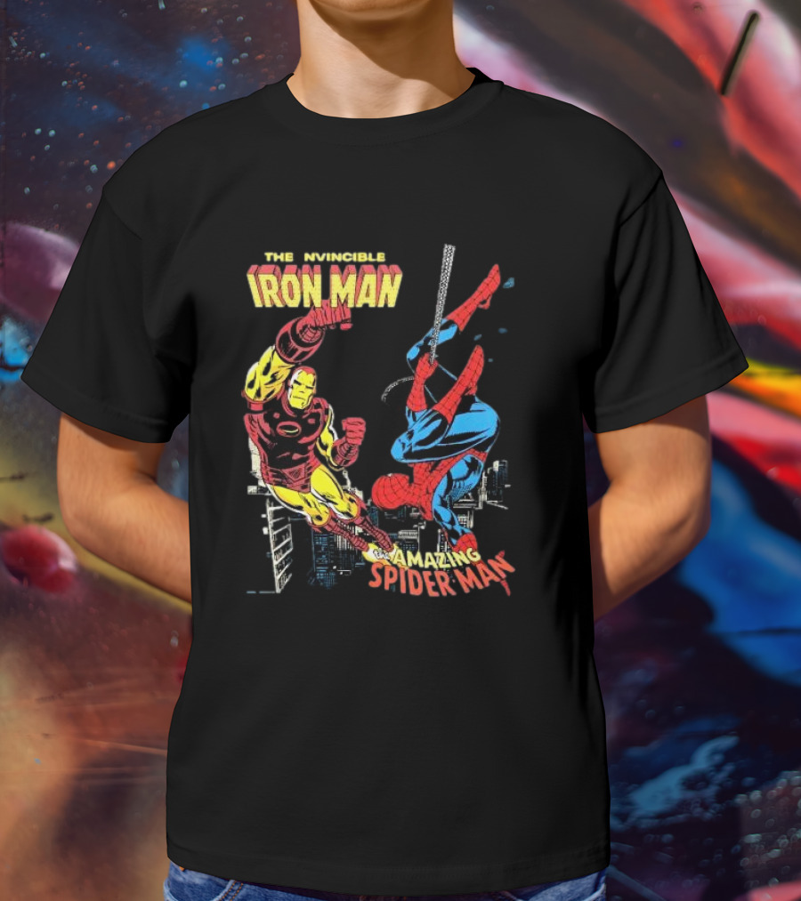 The Invincible Iron Man And The Amazing Spider-Man Showdown In The City T-Shirt