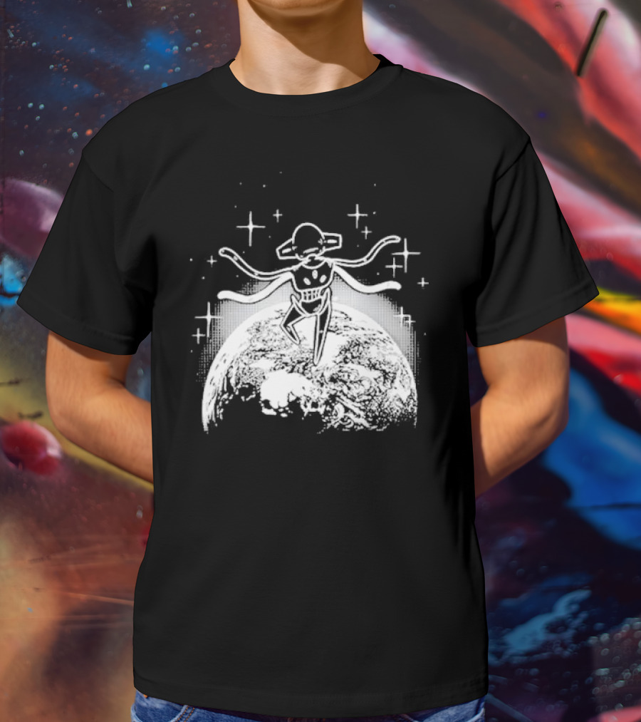 Snacky Boy Deoxys Floating Above Earth With Stars T-Shirt