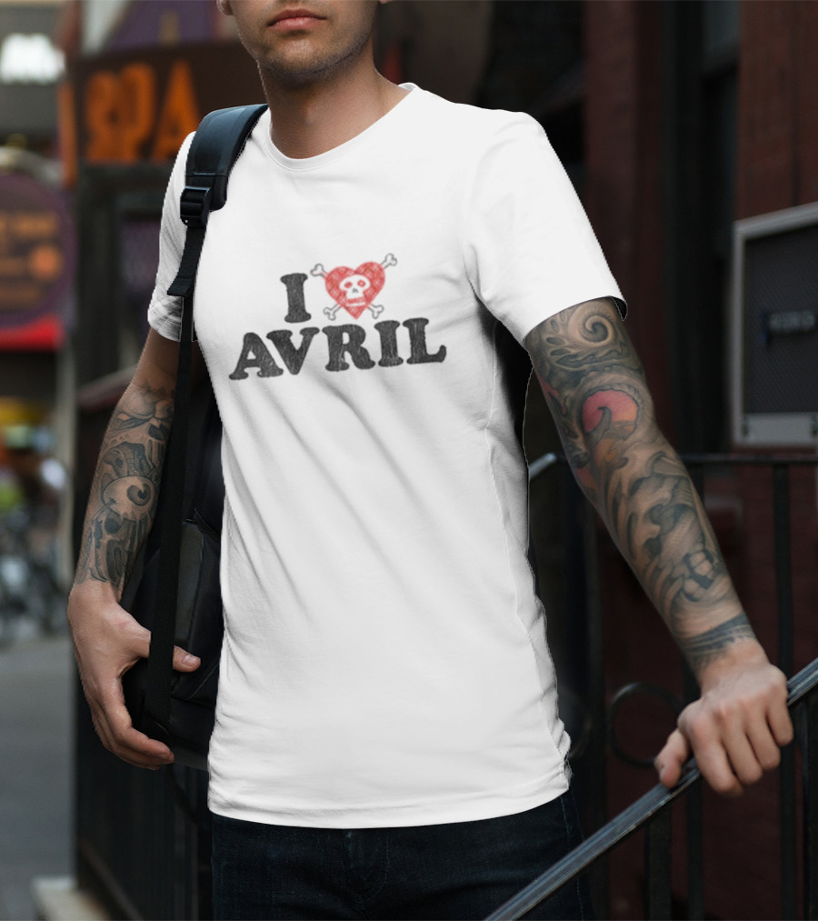 I Heart Avril Skull Red Checkered Punk T-Shirt