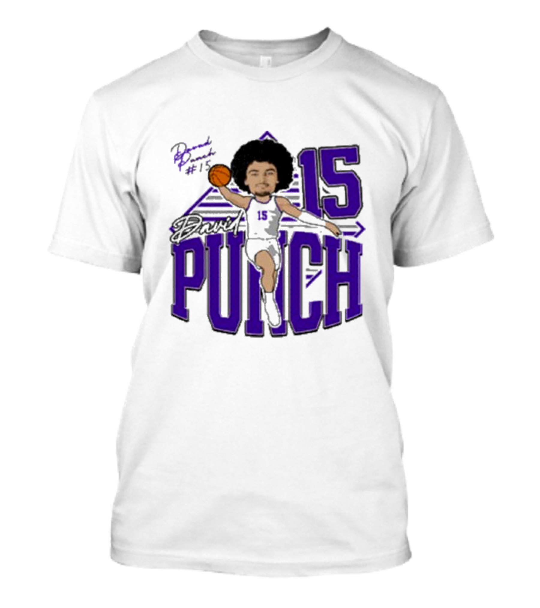David Punch #15 TCU Basketball Player Caricature T-Shirt
