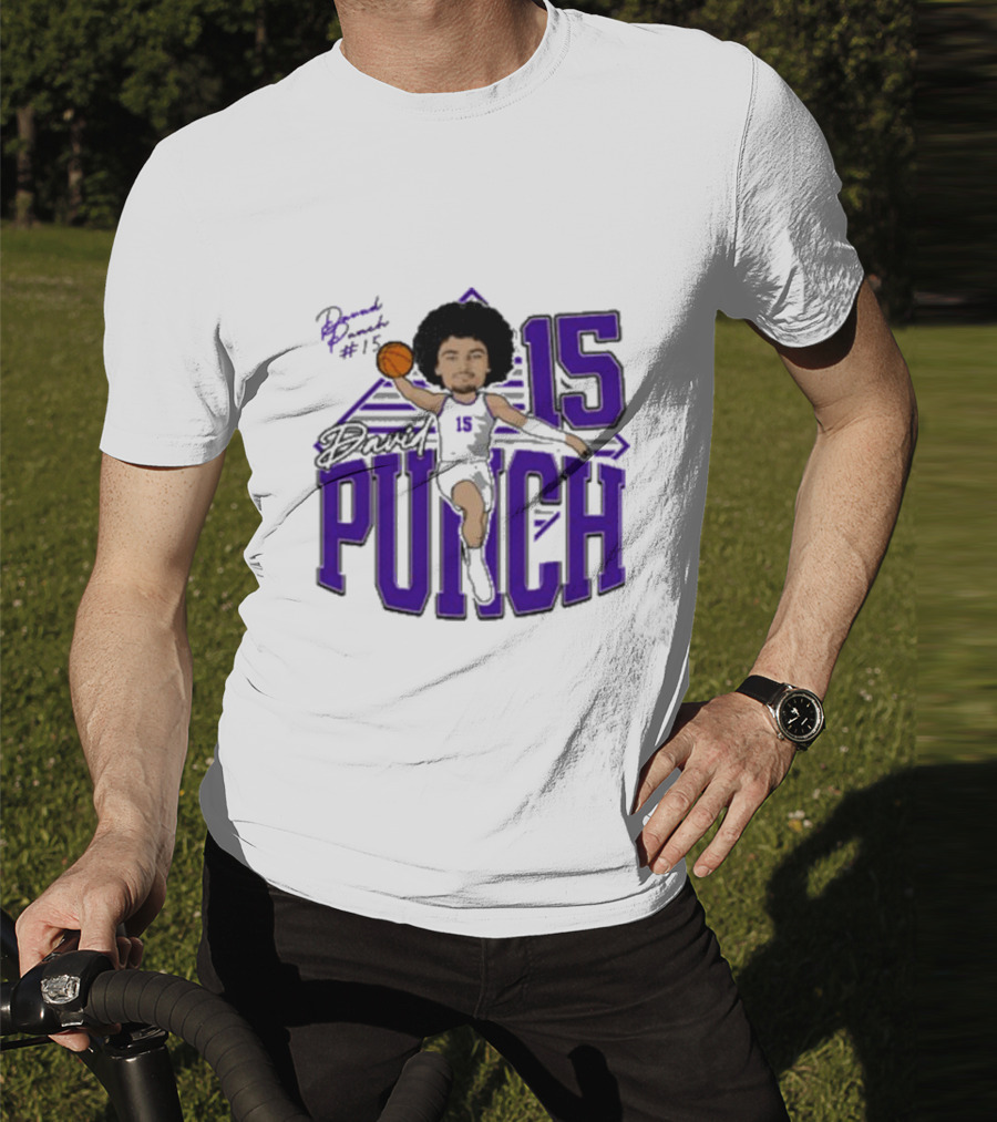 David Punch #15 TCU Basketball Player Caricature T-Shirt