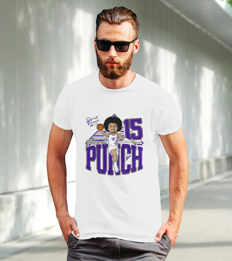 David Punch #15 TCU Basketball Player Caricature T-Shirt