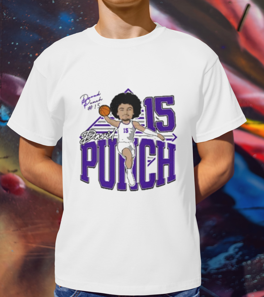 David Punch #15 TCU Basketball Player Caricature T-Shirt