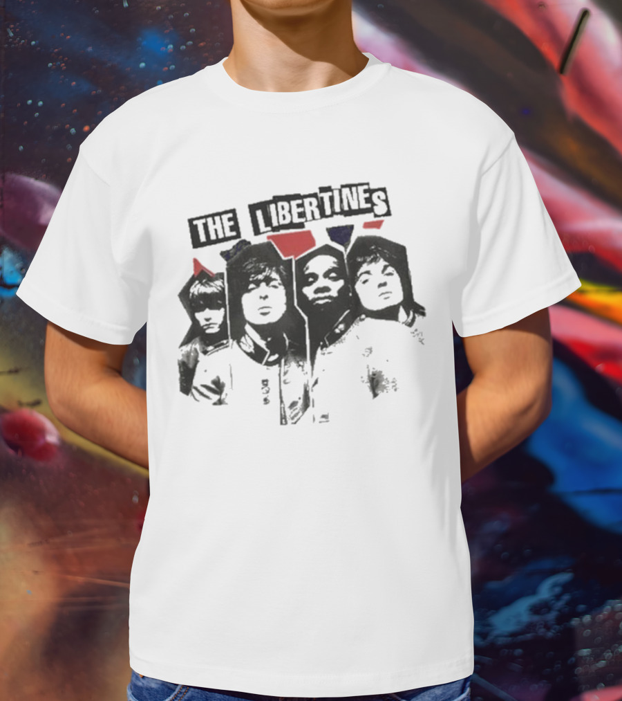 The Libertines Band Portrait RIP Flag Xerox T-Shirt