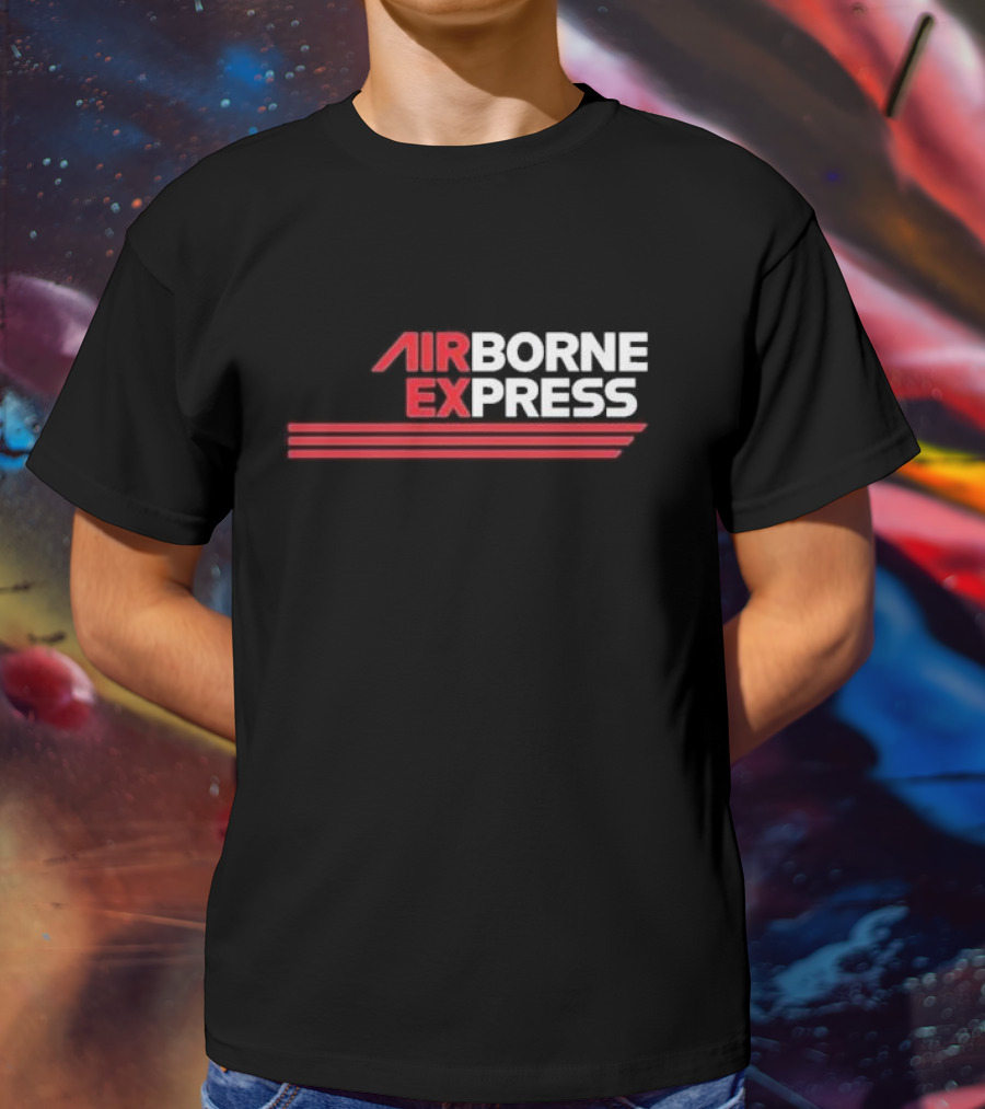 Airborne Express Airlines Retro Logo Red Stripes T-Shirt
