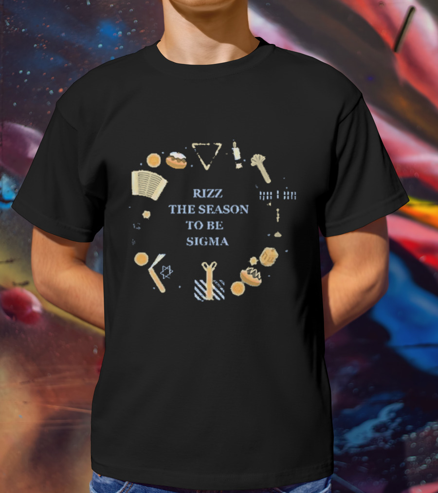 Rizz The Season To Be Sigma Hanukkah Inspired Icons And Holiday Symbols T-Shirt