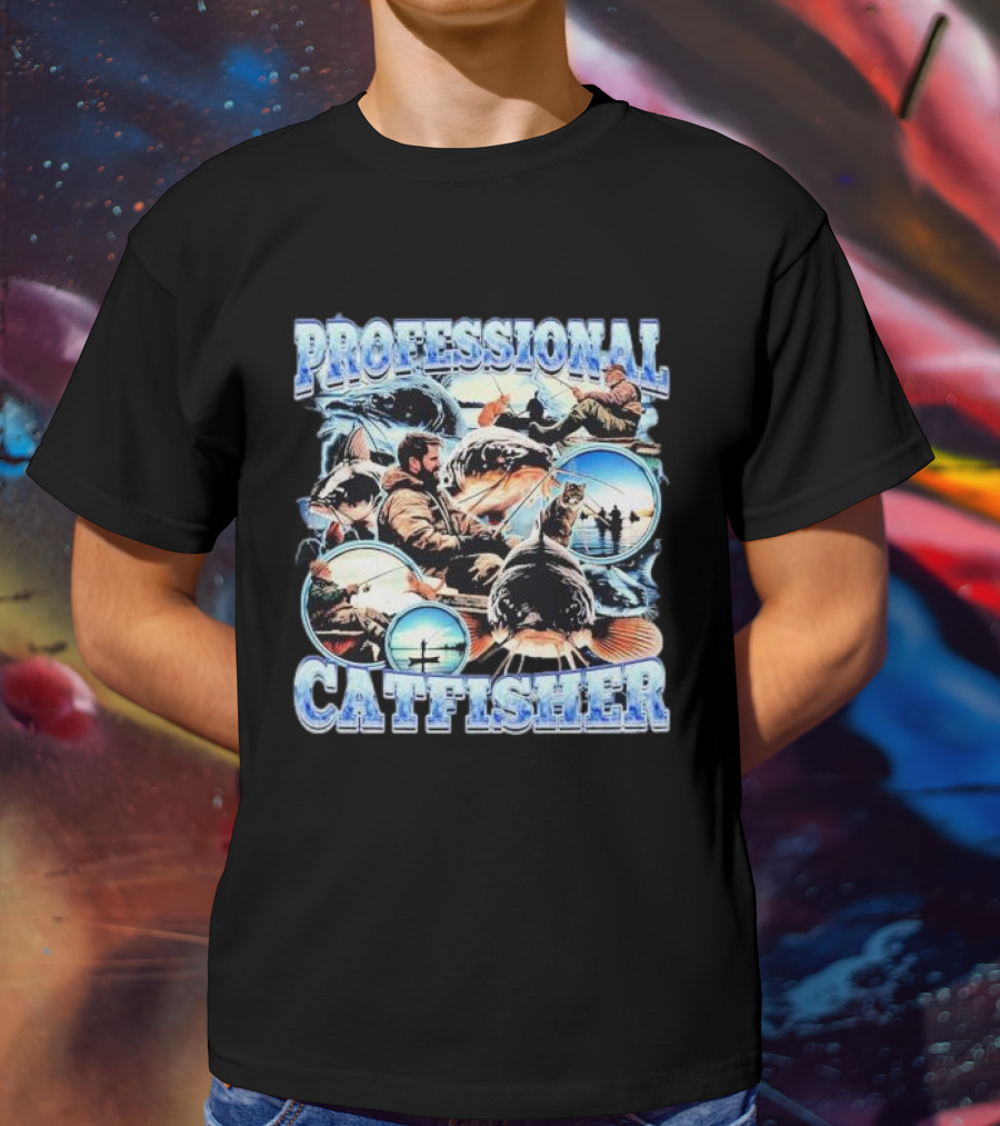PROFESSIONAL CATFISHER FISHING ADVENTURE COLLAGE T-Shirt