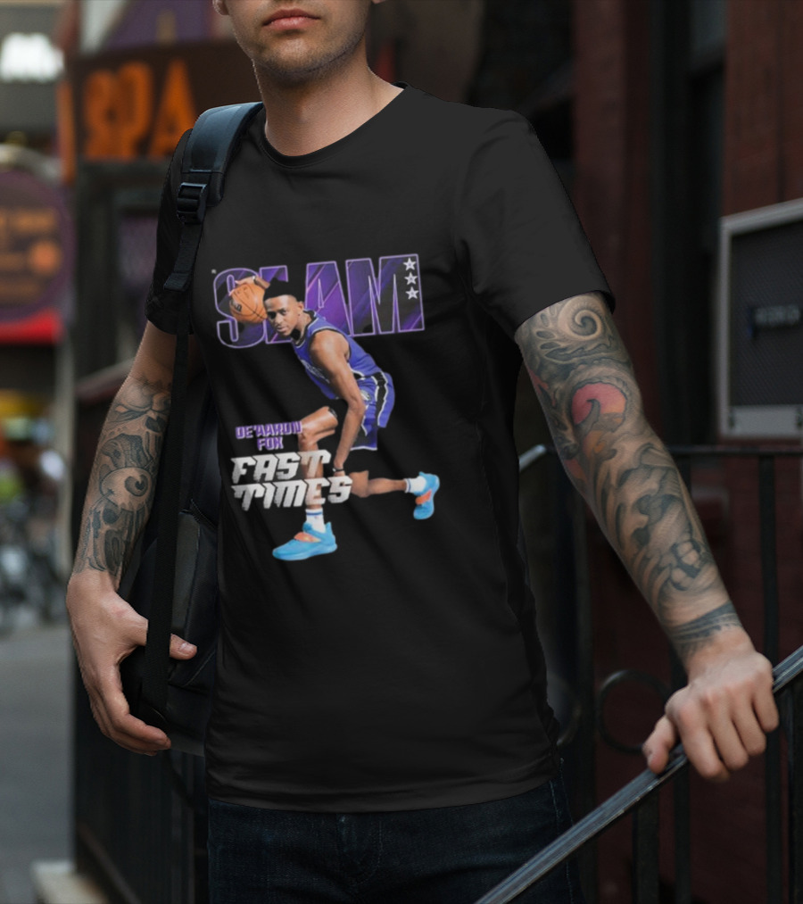 Slam De’aaron Fox Fast Times Basketball Star Dribbling Action T-Shirt