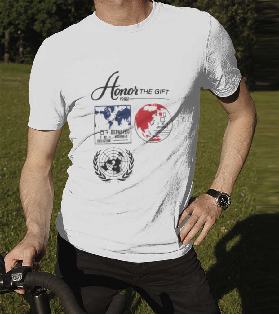 Honor The Gift 1988 Departed Collection Archive-2 World Map And Globe Symbols T-Shirt